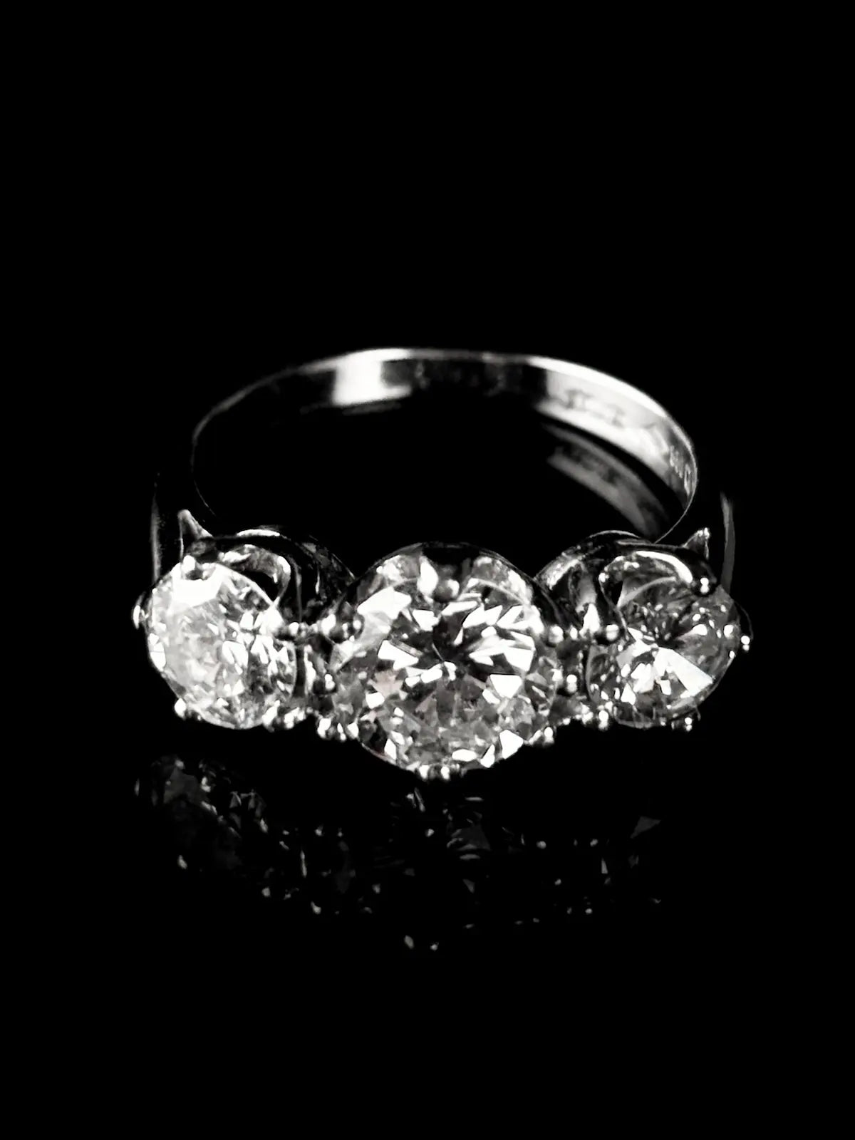 Platinum and 2.7ct Diamond Three Stone Ring
