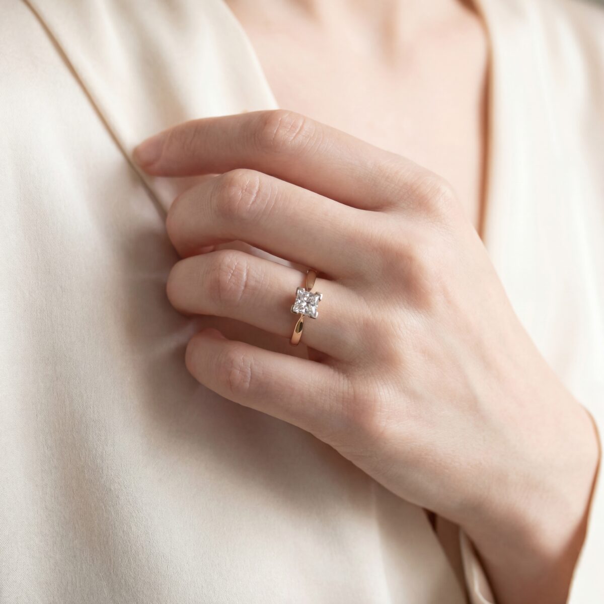 18ct Gold Princess Cut Diamond Solitaire Ring, 0.69ct