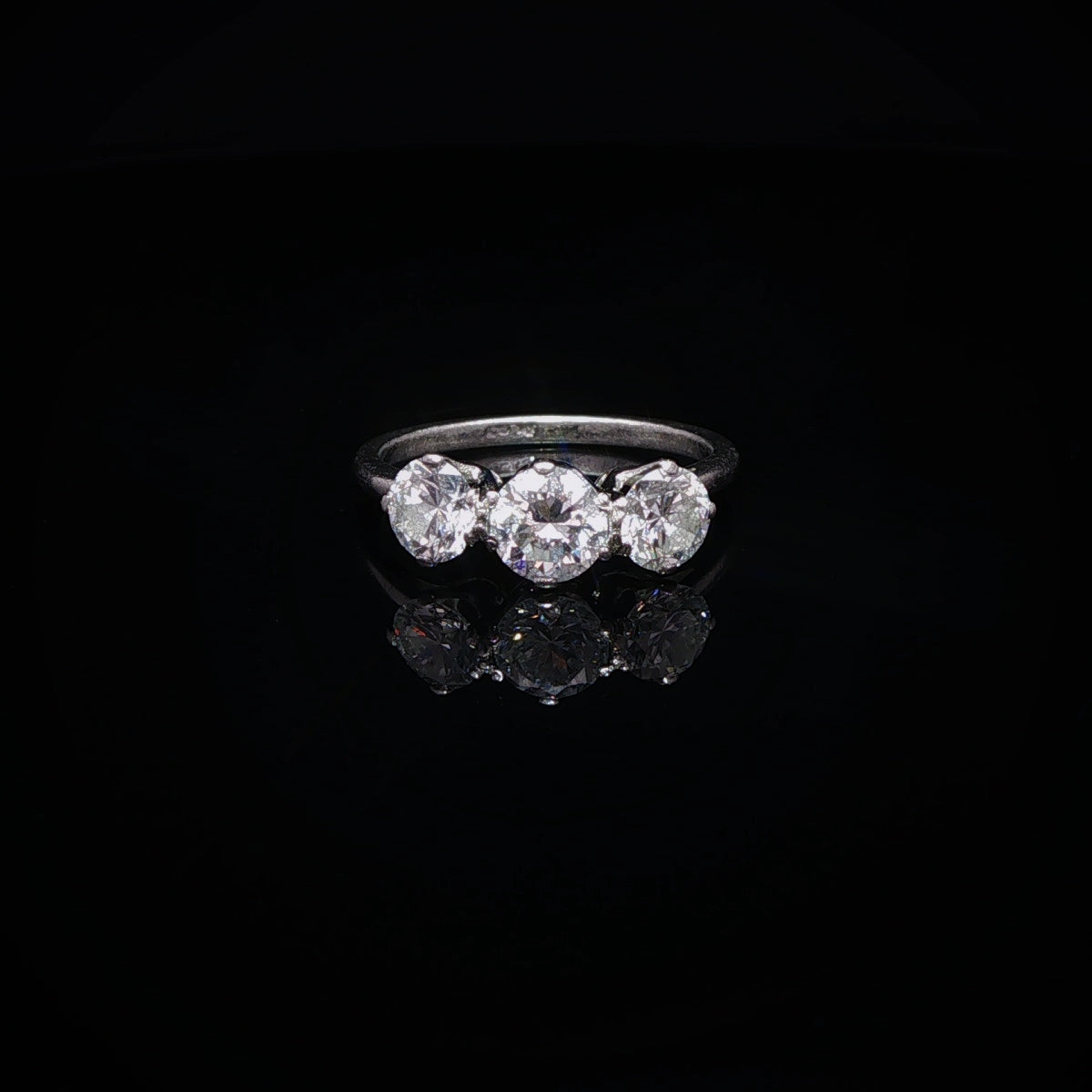 Platinum Three Stone Transition Cut Diamond Ring