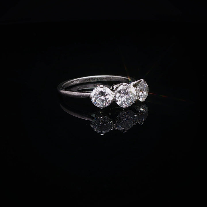 Platinum Three Stone Transition Cut Diamond Ring