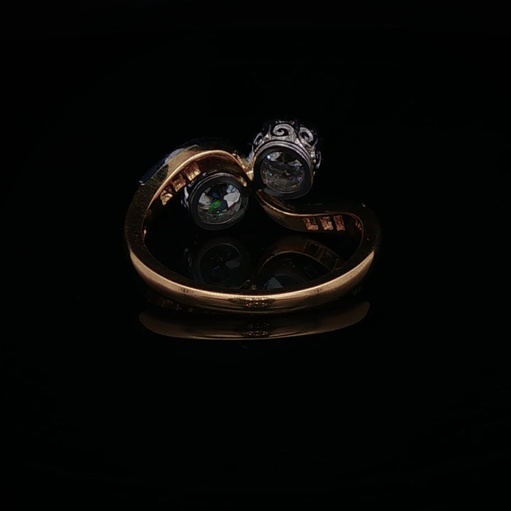 18ct Yellow Gold and Platinum Diamond Toi et Moi ring, 1.35ct