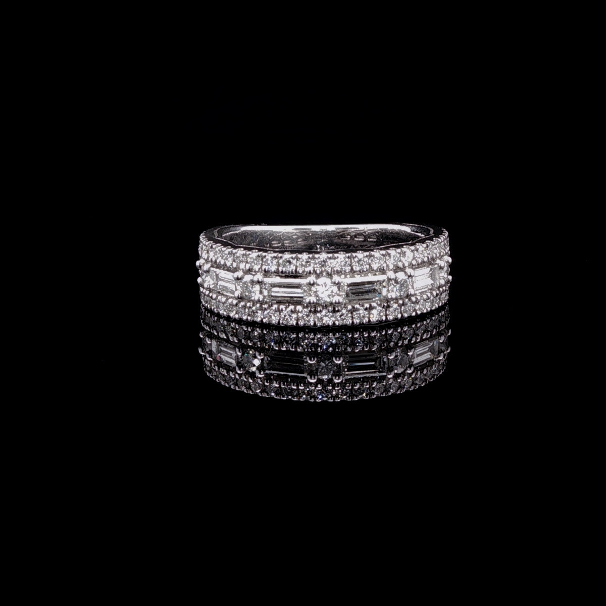Vera Wang Platinum Diamond Baguette and Brilliant Cut Half Eternity Ring, 0.95ct