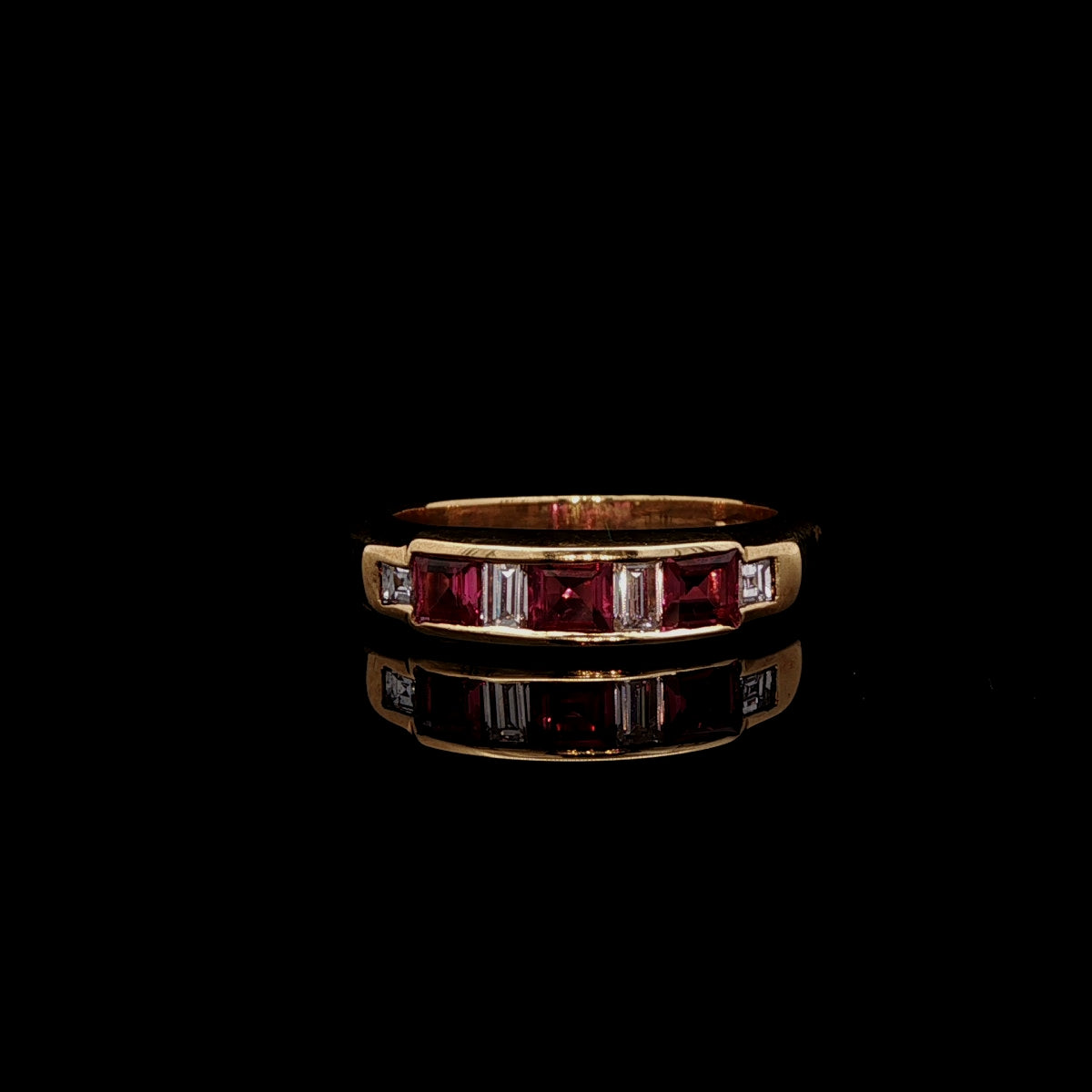 18ct Gold Seven Stone 0.60ct Ruby and Diamond Half Eternity Ring