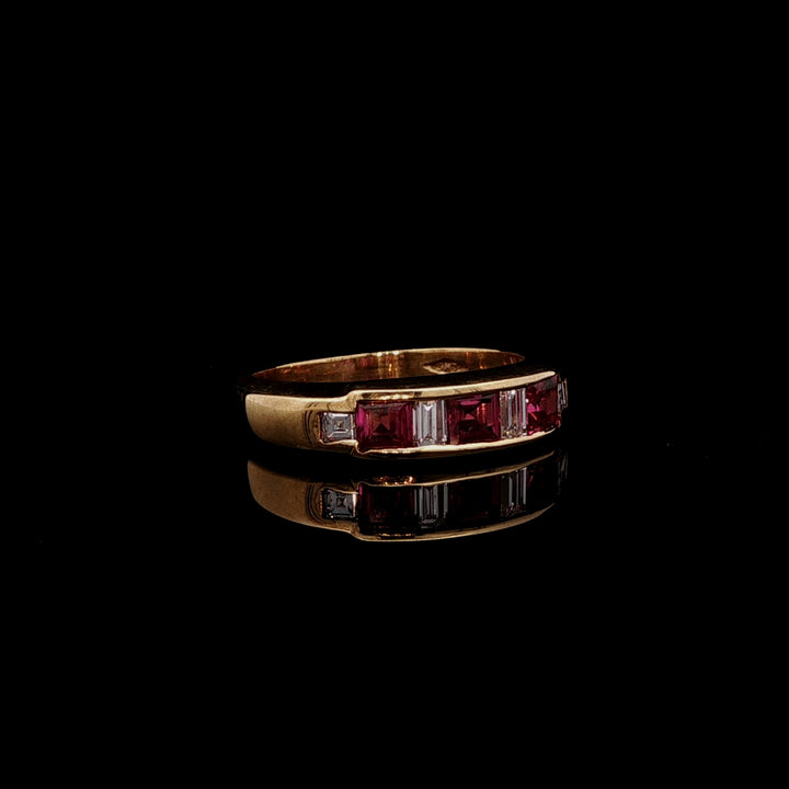 18ct Gold Seven Stone 0.60ct Ruby and Diamond Half Eternity Ring