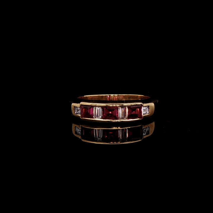 18ct Gold Seven Stone 0.60ct Ruby and Diamond Half Eternity Ring