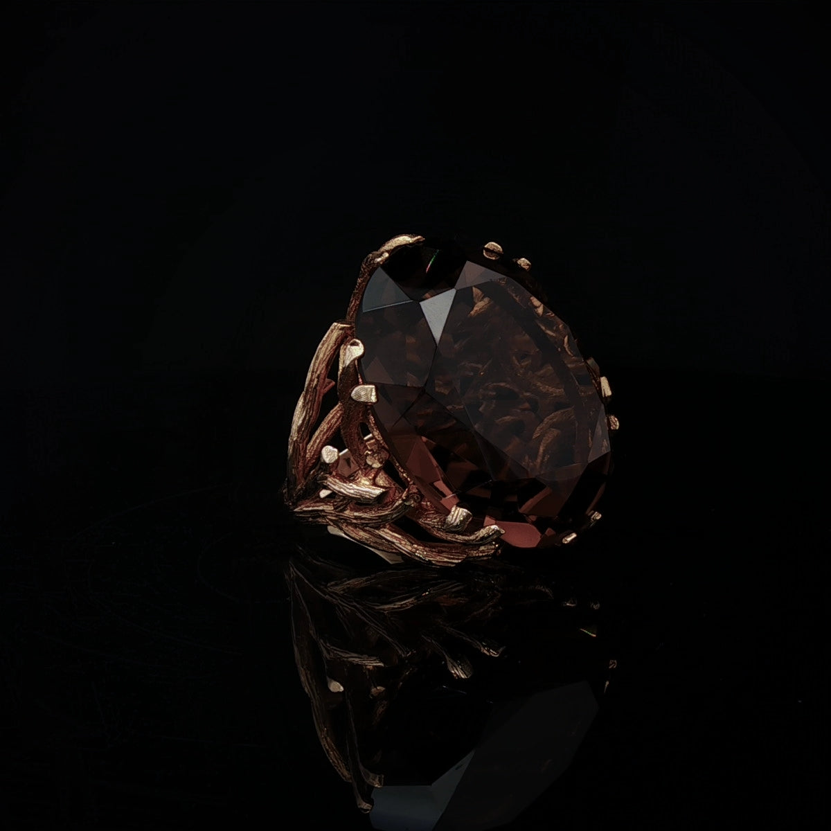 9ct Yellow Gold 35ct Smokey Quartz Cocktail Ring