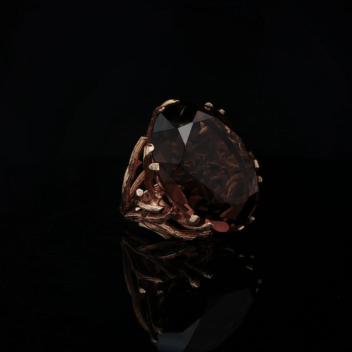 9ct Yellow Gold 35ct Smokey Quartz Cocktail Ring