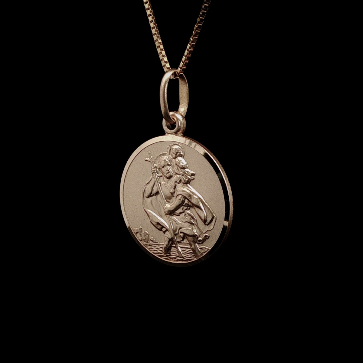 Vintage 9ct Yellow Gold St Christopher Medallion Pendant