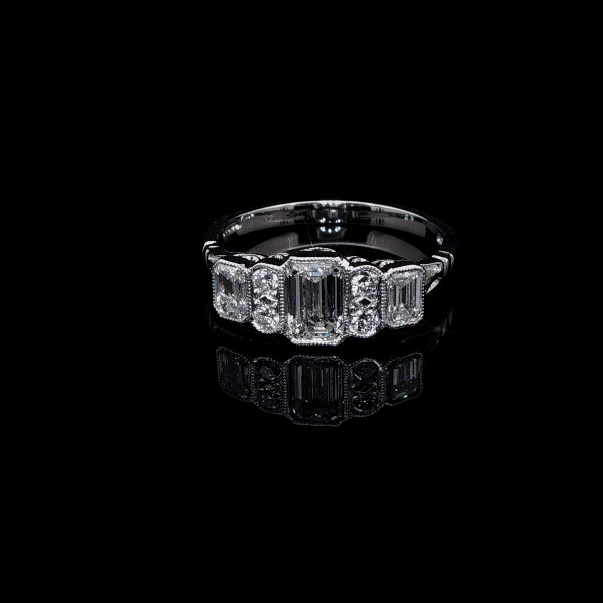 Art Deco Style Platinum Seven Stone 1.17ct Diamond Ring