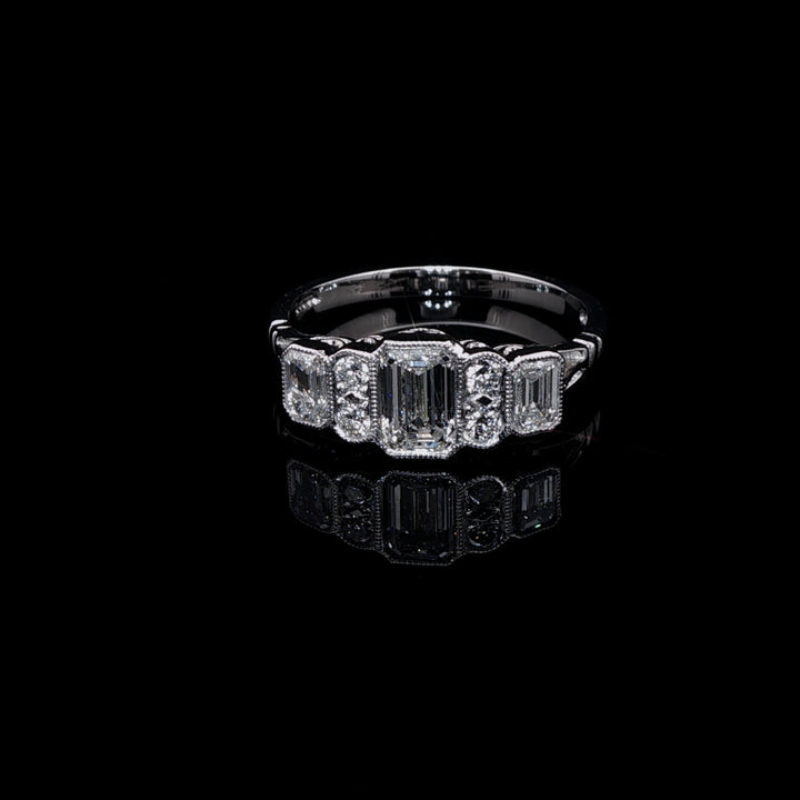 Art Deco Style Platinum Seven Stone 1.17ct Diamond Ring