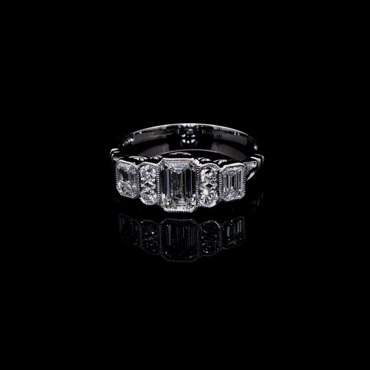 Art Deco Style Platinum Seven Stone 1.17ct Diamond Ring