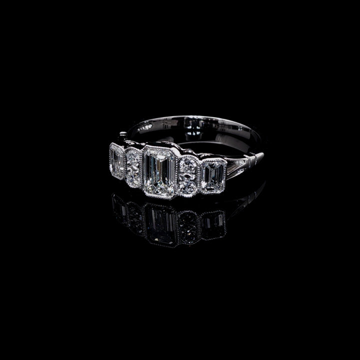 Art Deco Style Platinum Seven Stone 1.17ct Diamond Ring