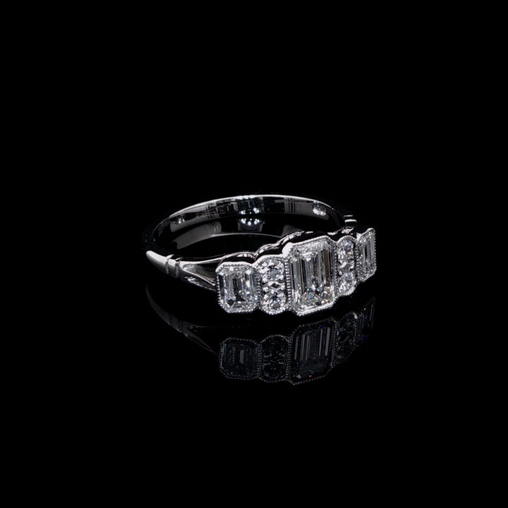 Art Deco Style Platinum Seven Stone 1.17ct Diamond Ring