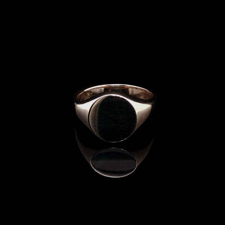 9ct Yellow Gold Round Head Signet Ring, 5.4grams