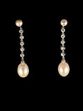 18ct White Gold Fresh Water Cultured Pearl and Diamond Drop Earrings