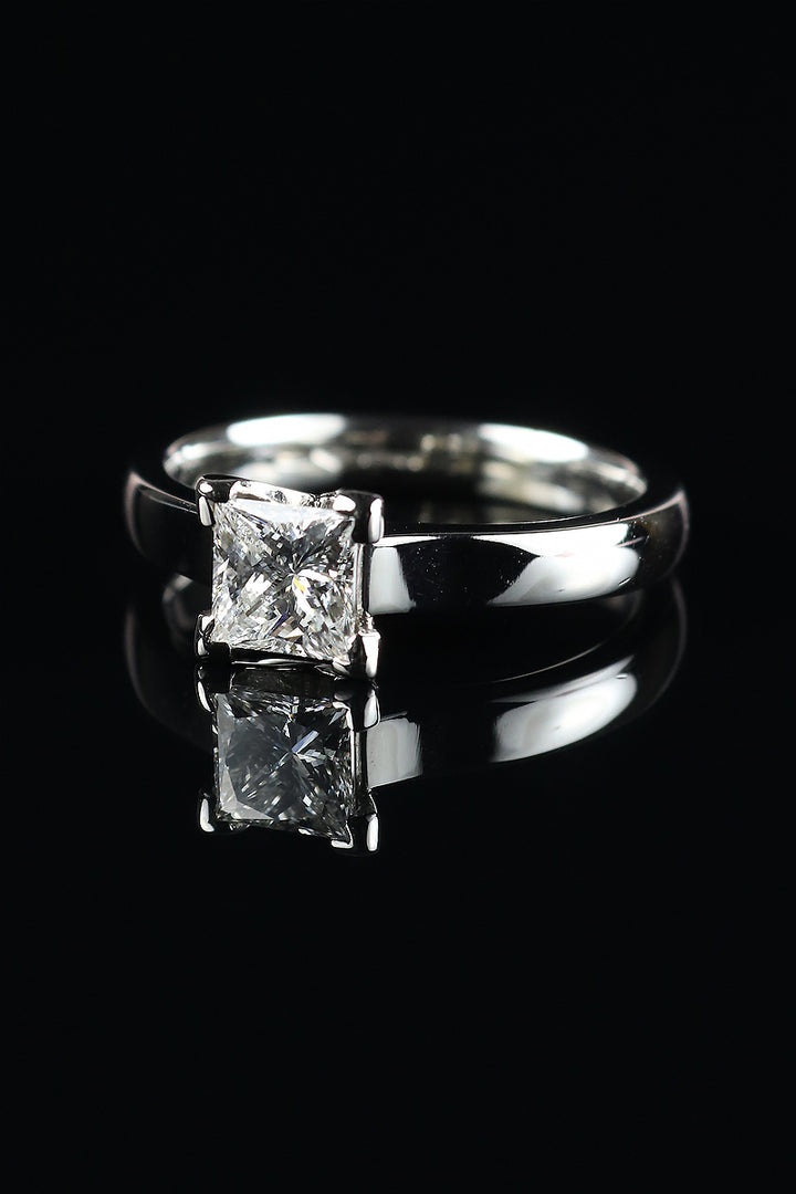 Platinum Princess Cut Diamond Solitaire Ring 0.65ct