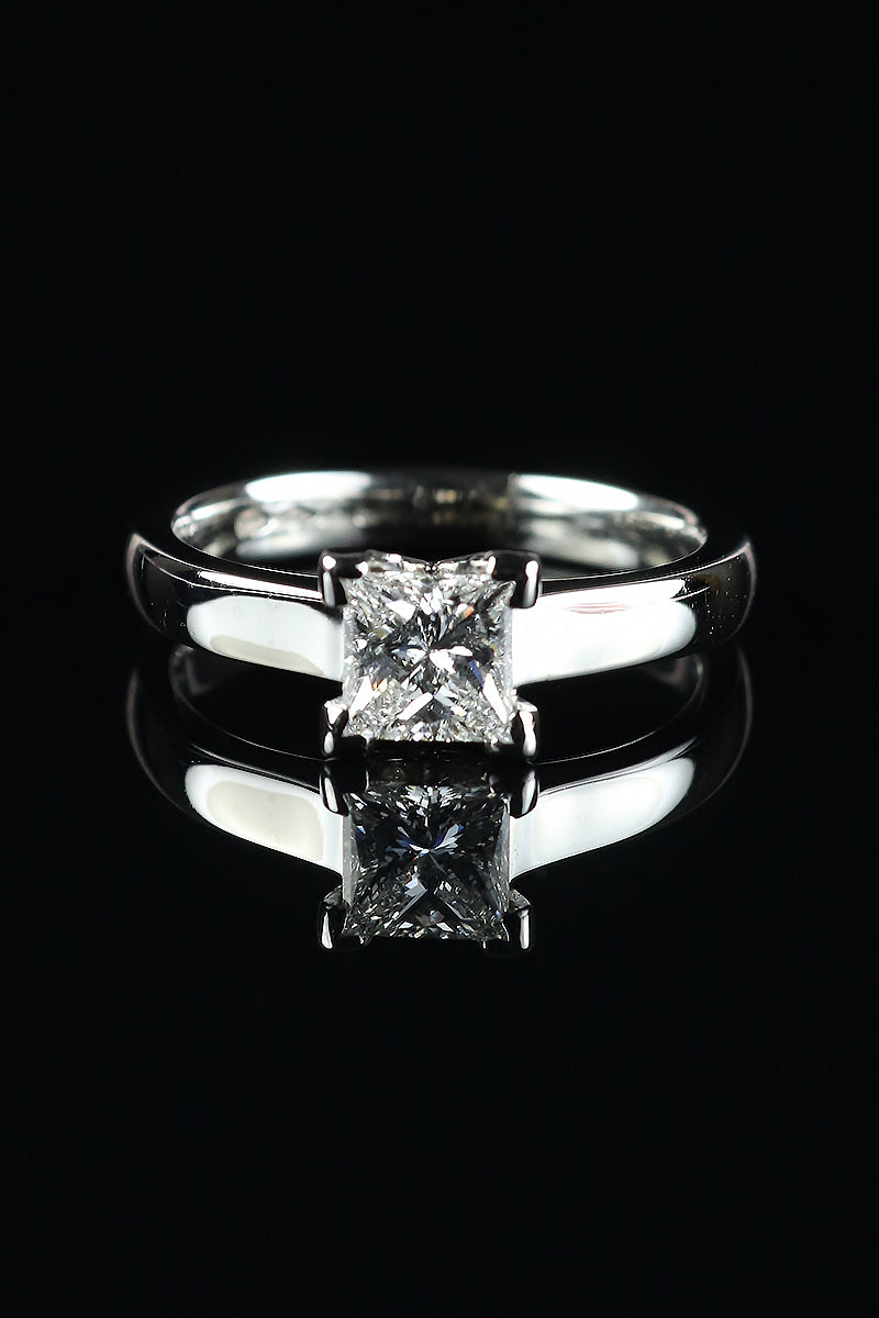 Platinum Princess Cut Diamond Solitaire Ring 0.65ct