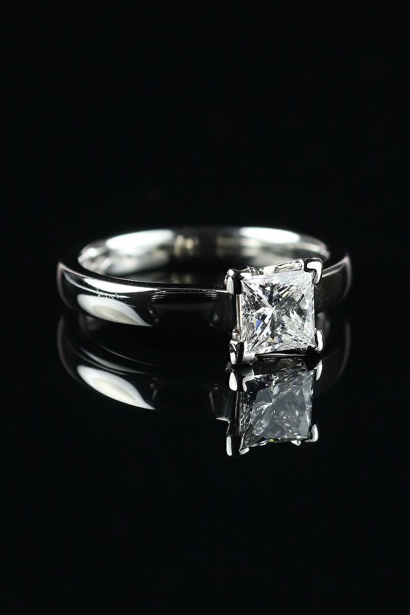 Platinum Princess Cut Diamond Solitaire Ring 0.65ct