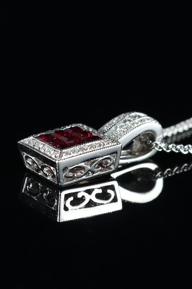 18ct Ruby & Diamond Pendant Necklace