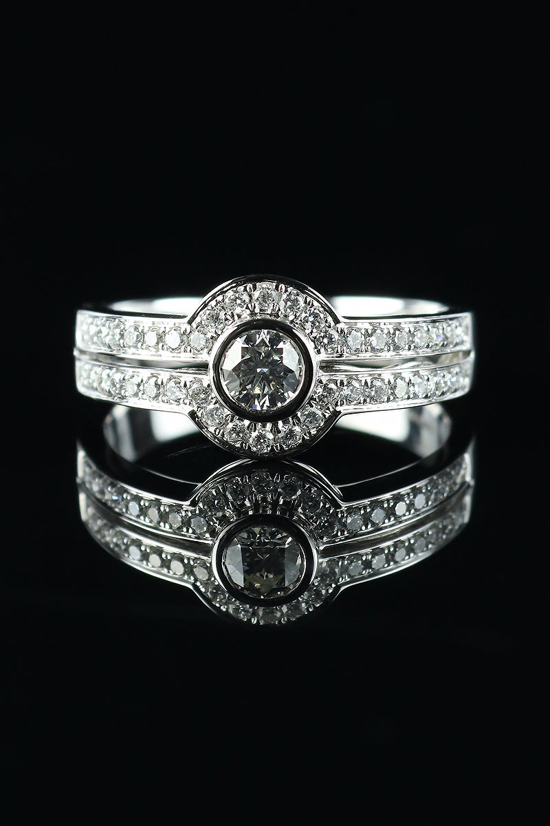 18ct White Gold 0.55ct Diamond Double Row Cluster Ring