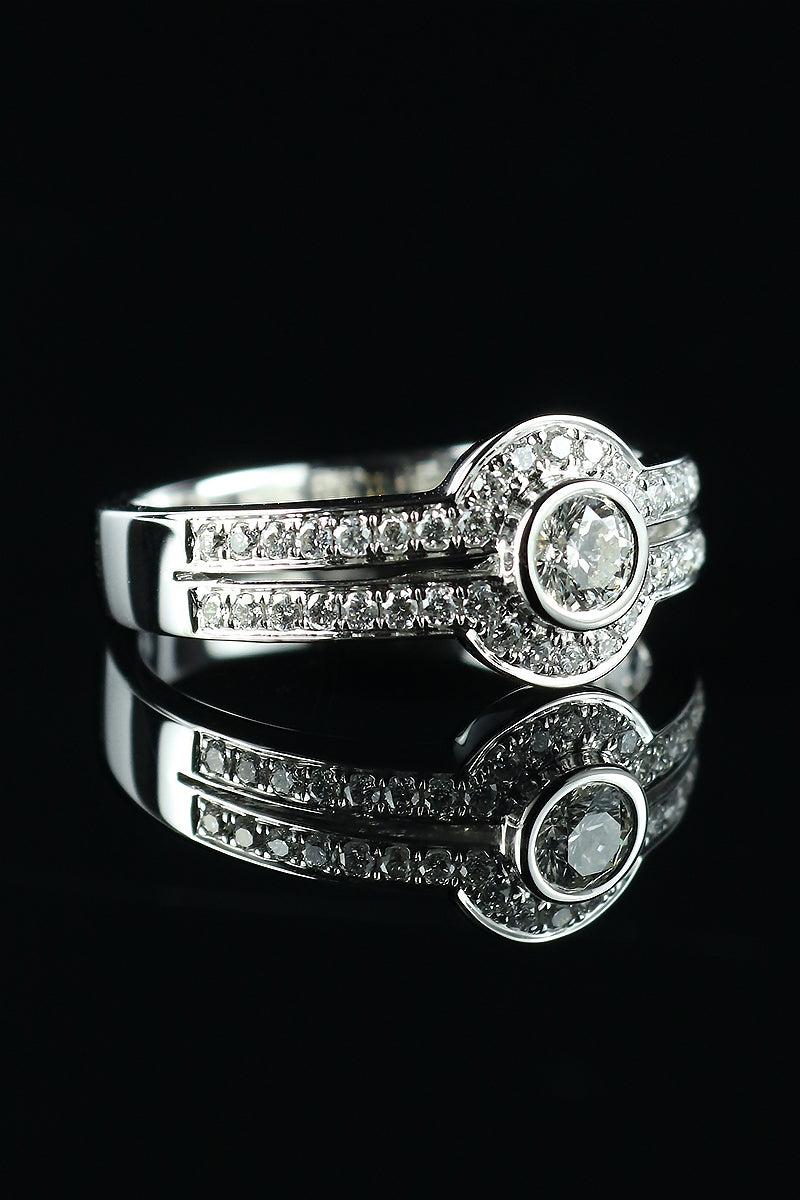 18ct White Gold 0.55ct Diamond Double Row Cluster Ring