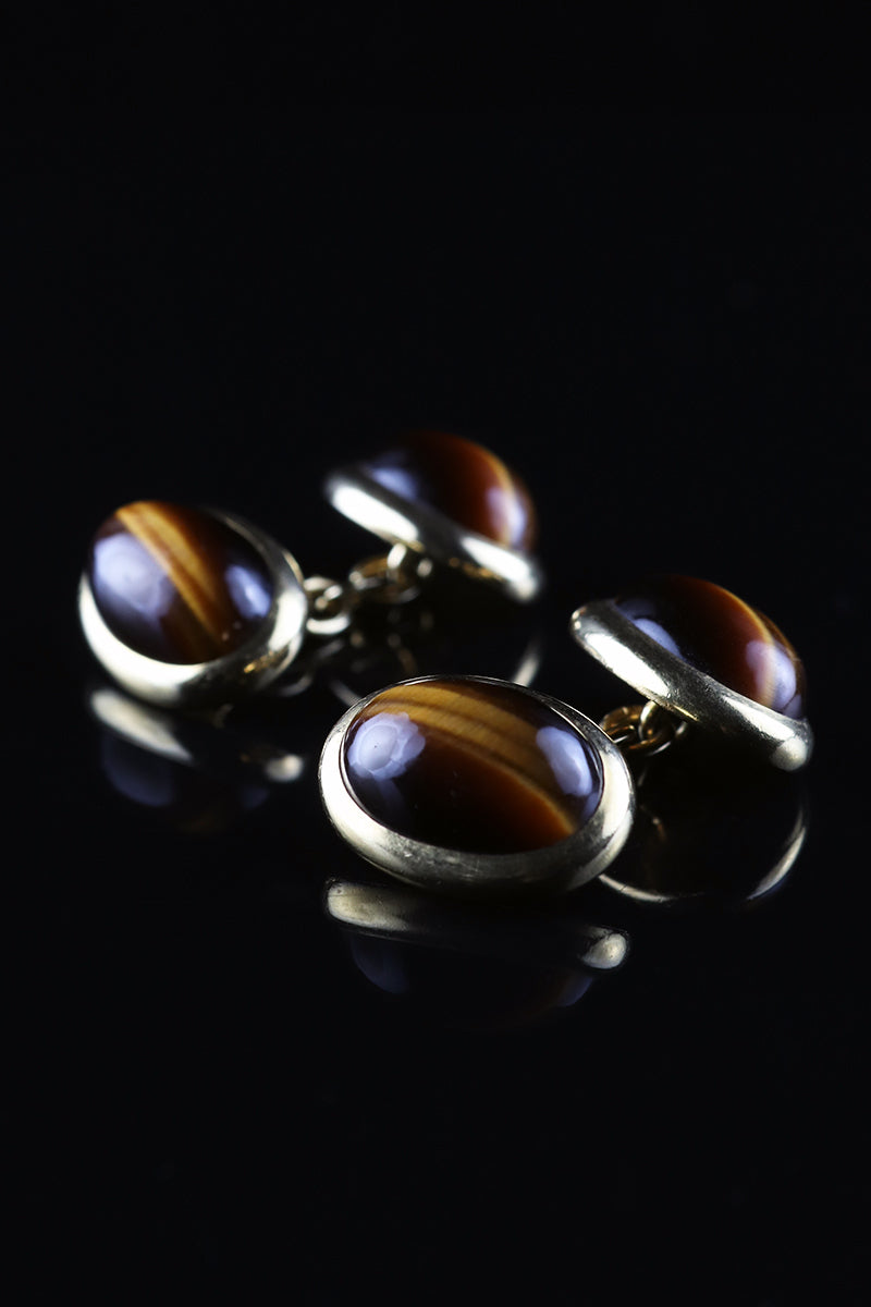 18ct Vintage Tiger's Eye Cufflinks