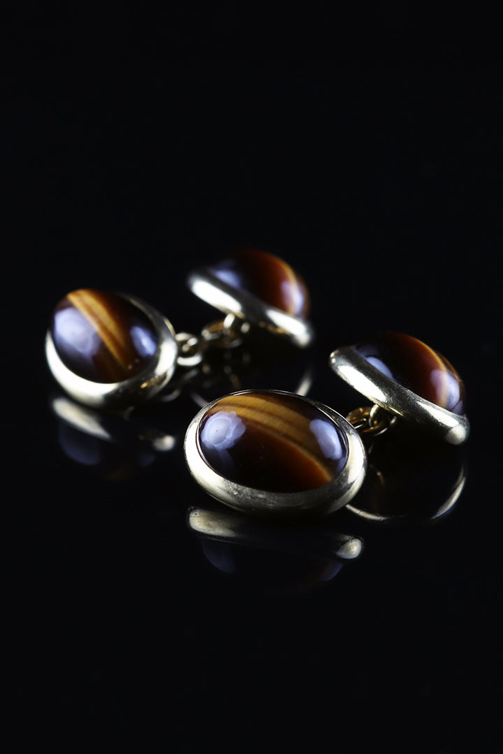 18ct Vintage Tiger's Eye Cufflinks