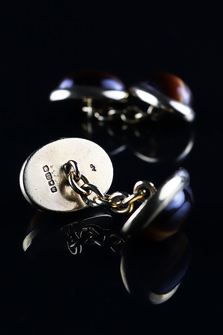 18ct Vintage Tiger's Eye Cufflinks