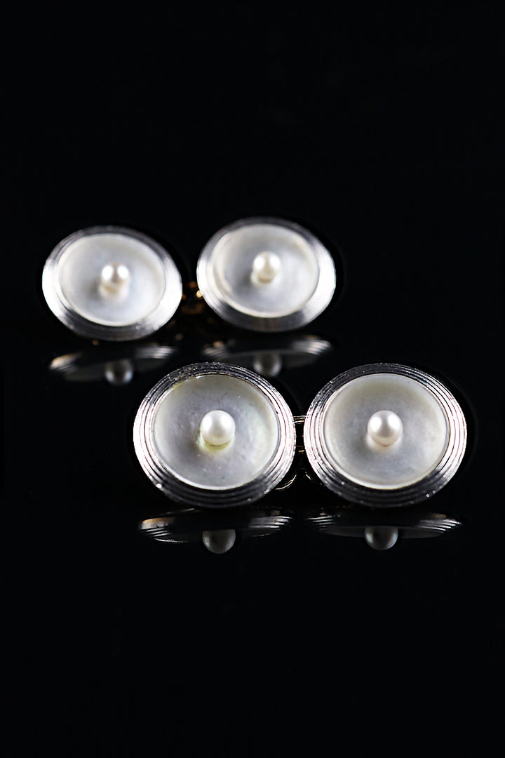 15ct Gold Round Pearl Cufflinks
