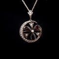 Vintage 9ct Yellow Gold Garnet and Pearl Crescent Moon Pendant / Brooch