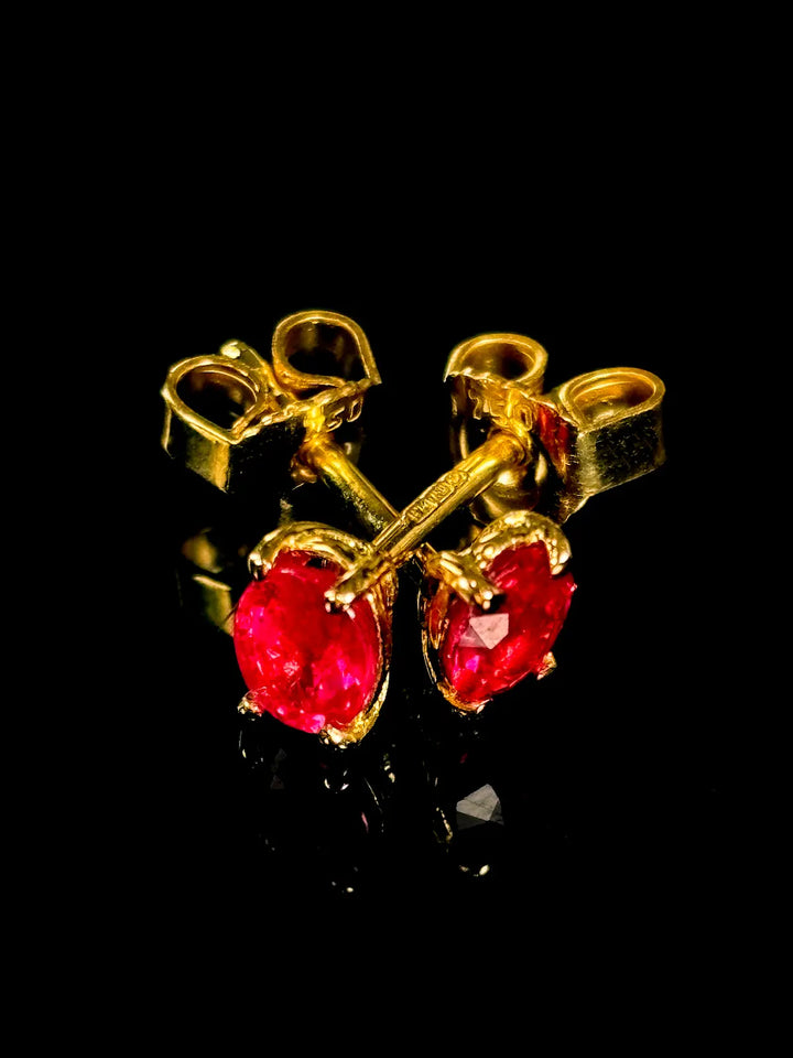 18ct Yellow Gold Oval Ruby Stud Earrings, 1.03ct