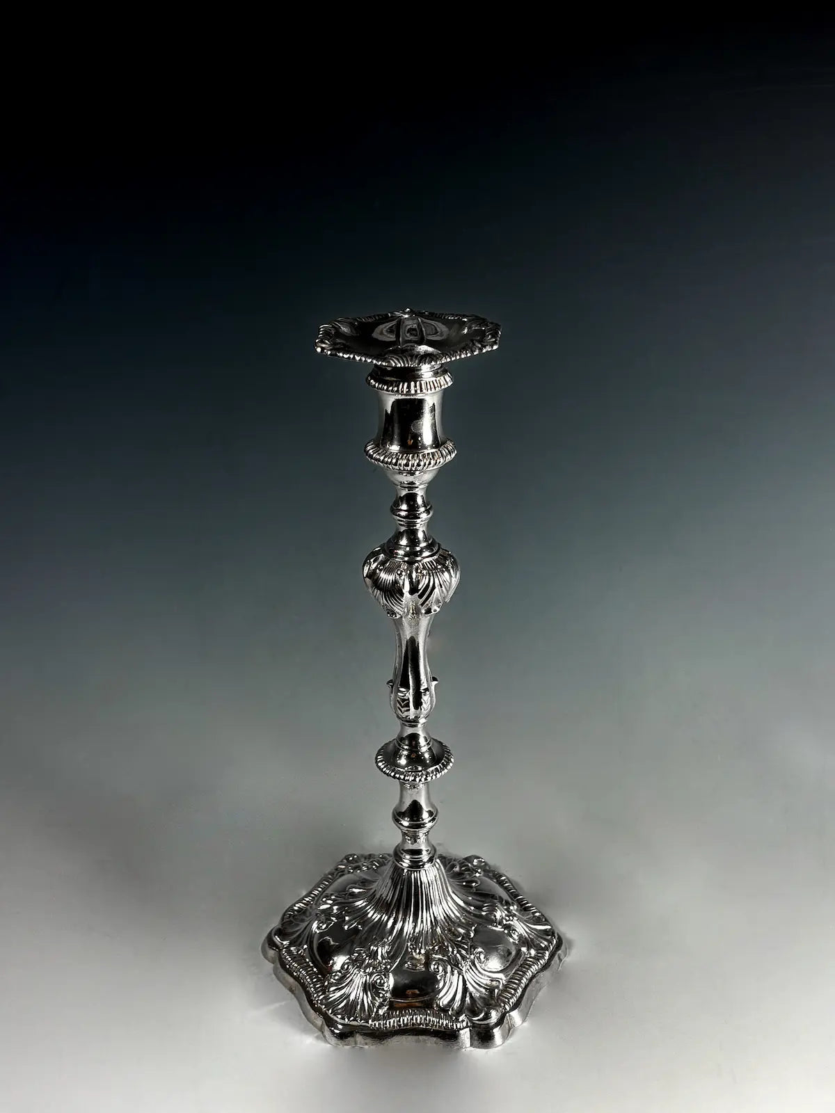 Cast Solid Silver Candle Sticks, Hallmarked London 1774