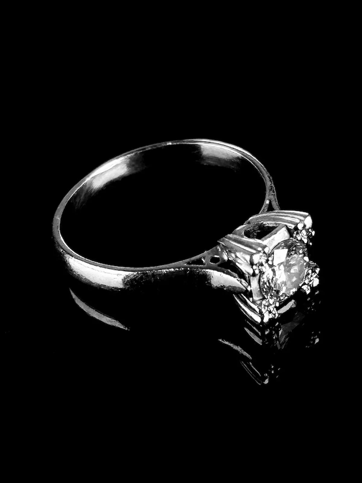 Platinum Square - Set Solitaire Diamond Ring