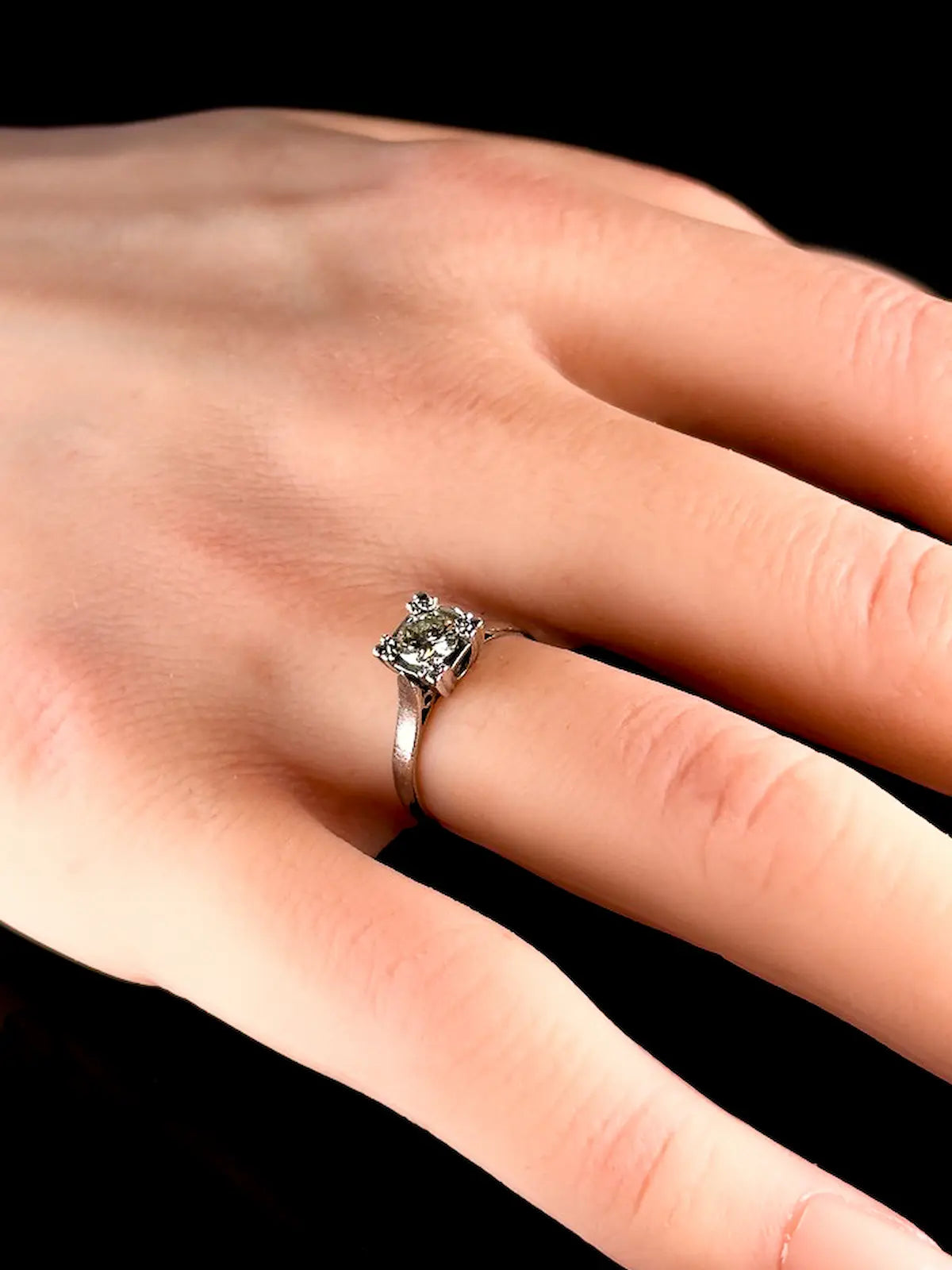 Platinum Square - Set Solitaire Diamond Ring