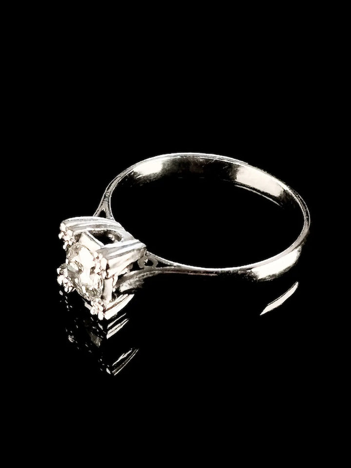 Platinum Square - Set Solitaire Diamond Ring