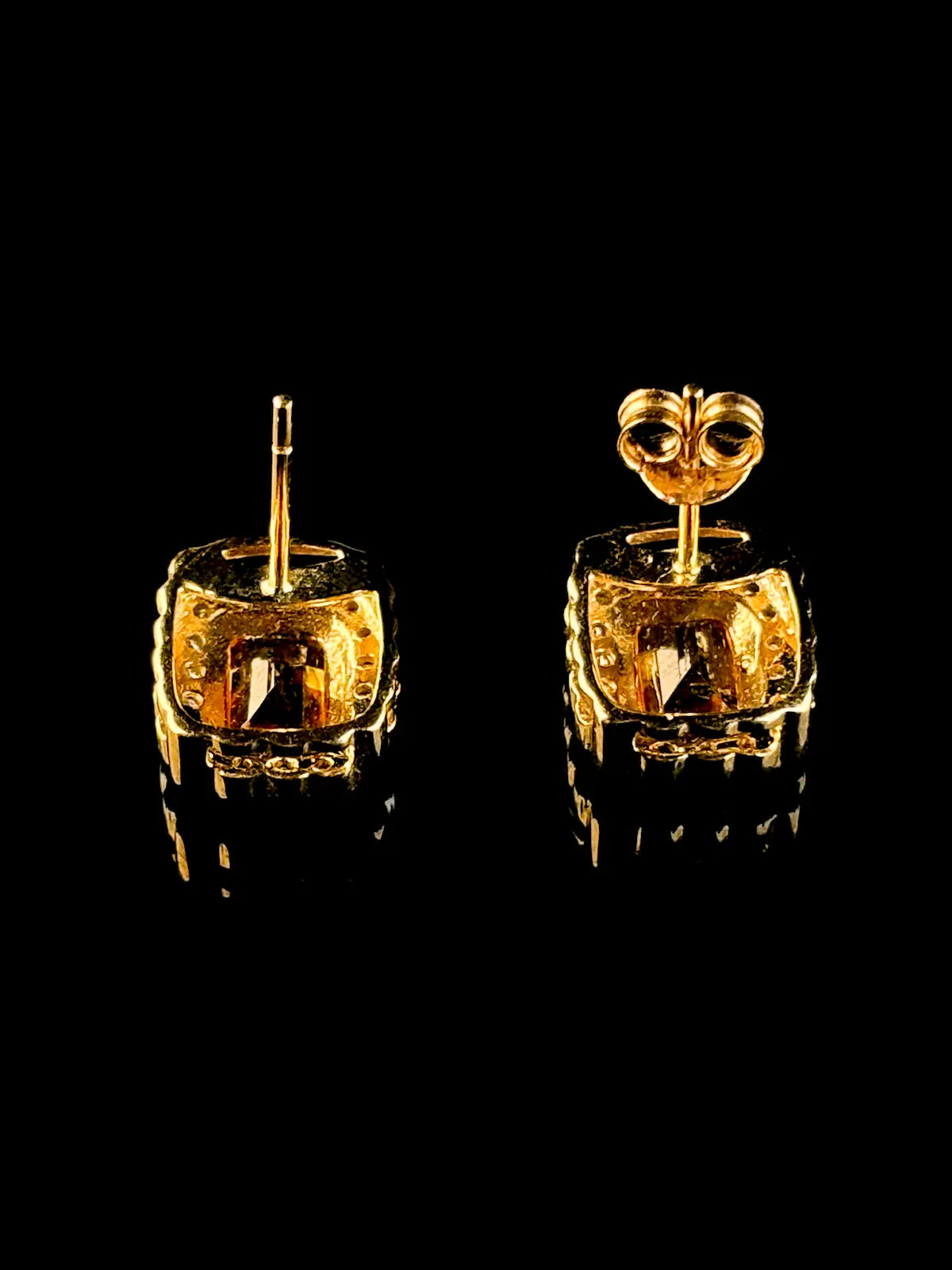 9ct Yellow Gold Citrine and Diamond Cluster Stud Earrings