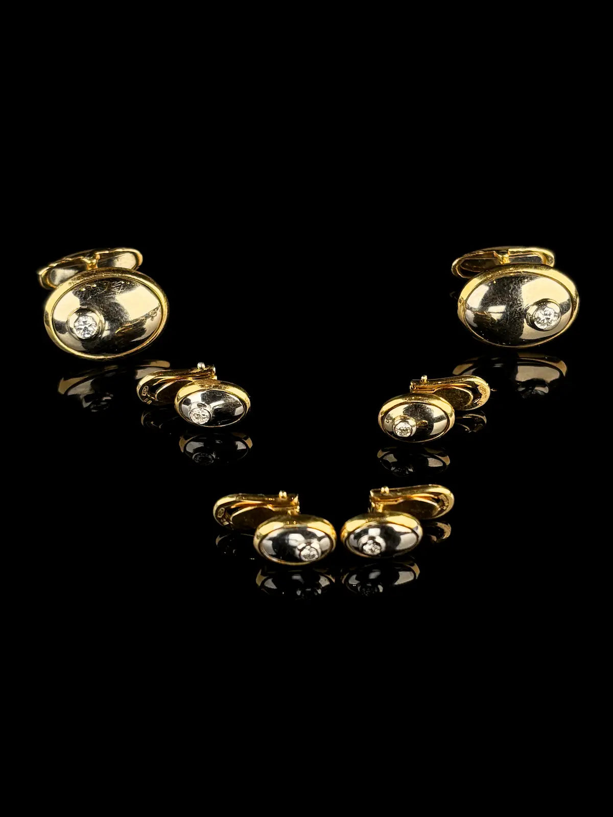 18ct Yellow and White Gold Diamond Set Dress Stud Set