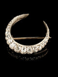 9ct Yellow Gold and Silver 1.25ct Diamond Moon Brooch, Circa 1870