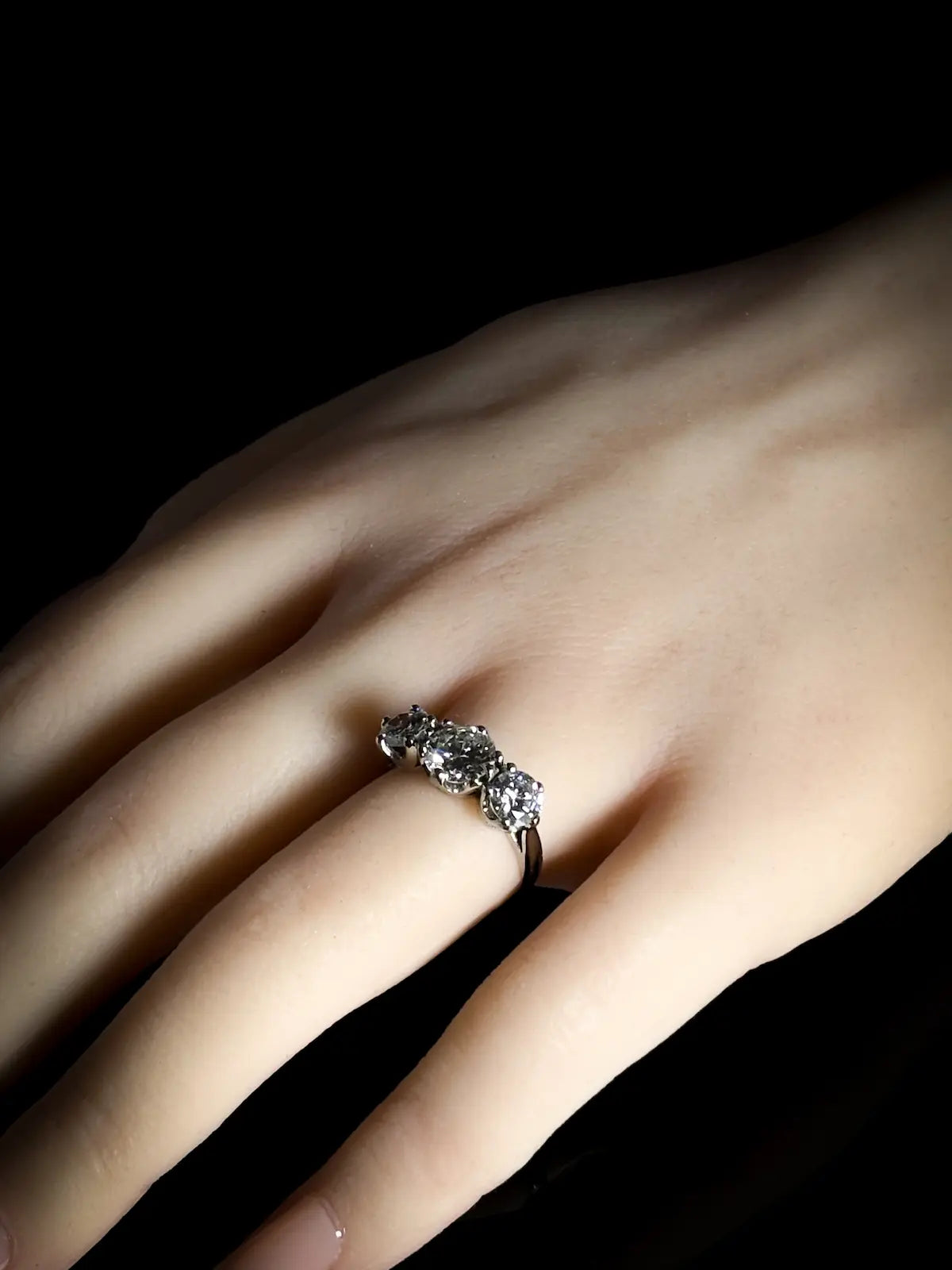 Platinum and 2.7ct Diamond Three Stone Ring