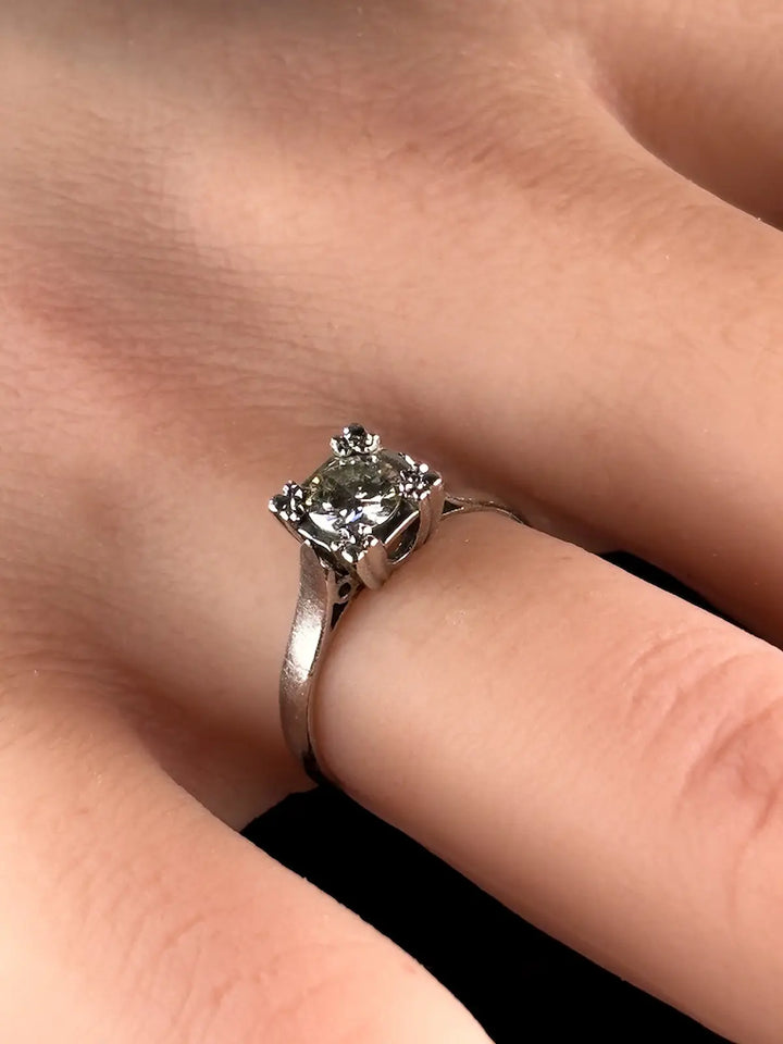 Platinum Square - Set Solitaire Diamond Ring