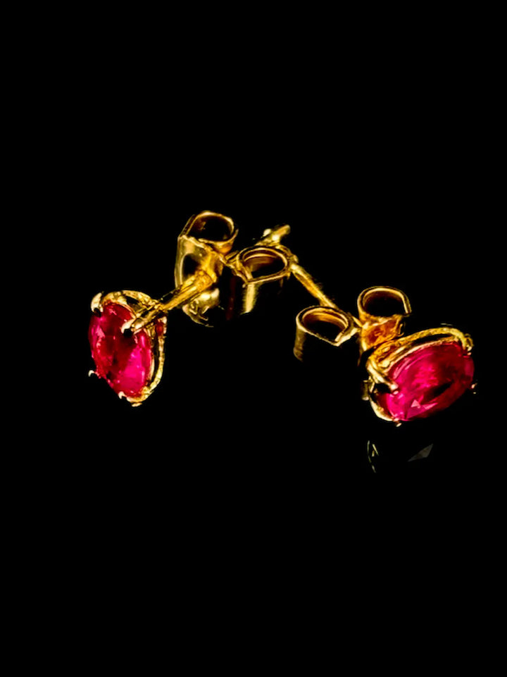 18ct Yellow Gold Oval Ruby Stud Earrings, 1.03ct
