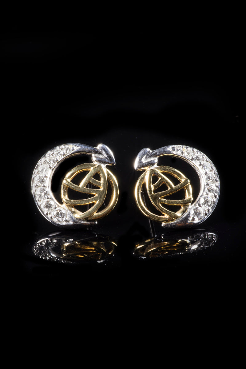 18ct Gold Crescent Diamond Earrings