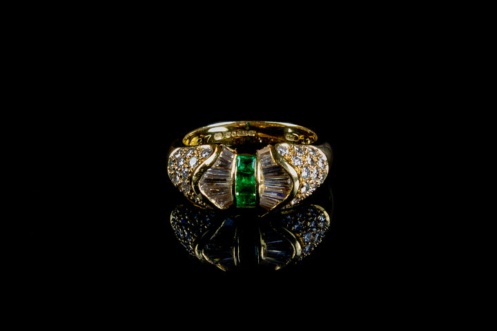 18ct Yellow Gold Emerald and Diamond Dress Ring