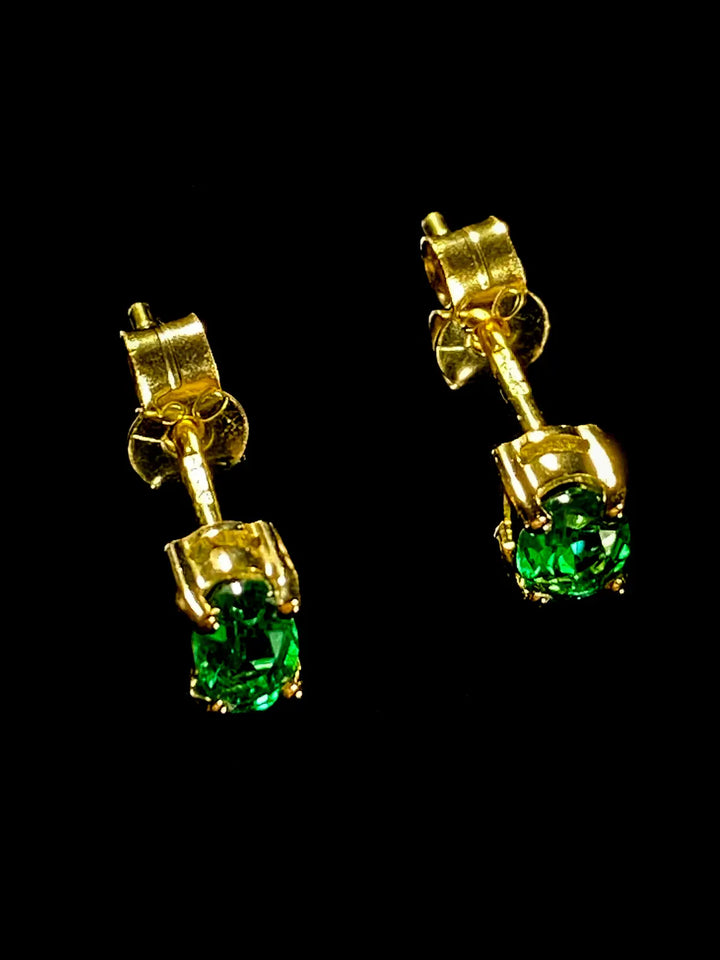 18ct Yellow Gold Oval Emerald Stud Earrings, 0.51ct
