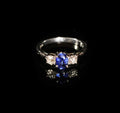 Platinum Sapphire and Diamond Three Stone Ring