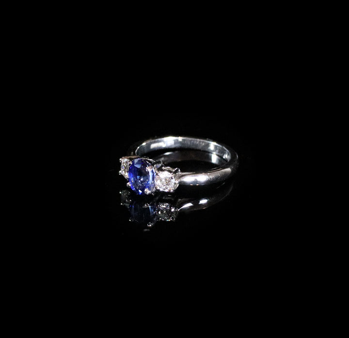 Platinum Sapphire and Diamond Three Stone Ring
