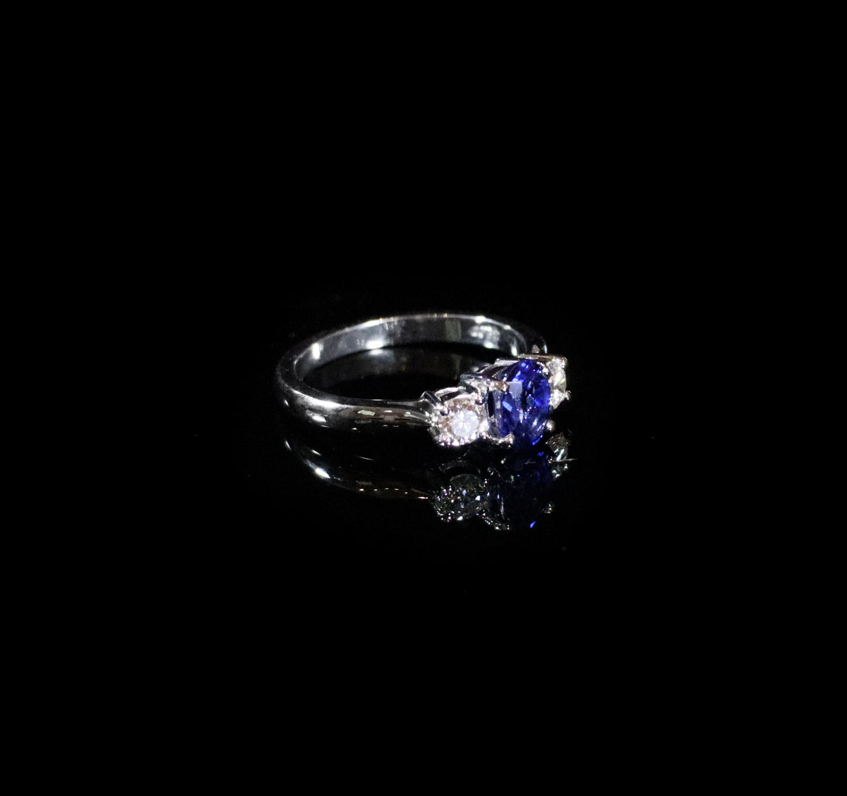 Platinum Sapphire and Diamond Three Stone Ring
