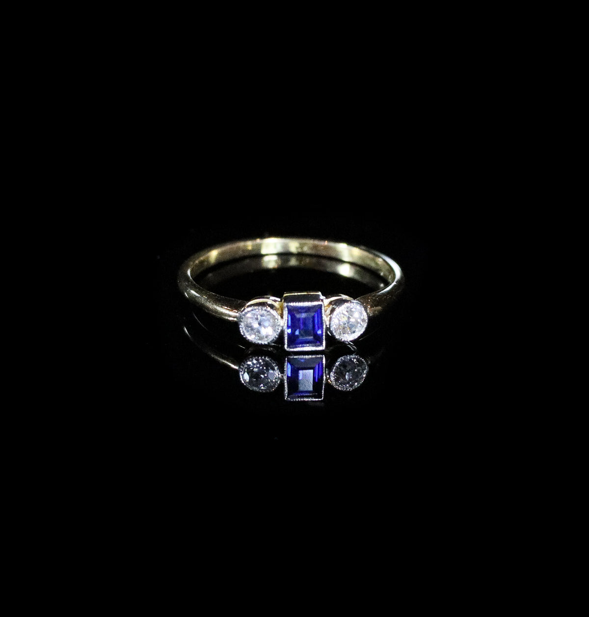 18ct Gold Sapphire and Diamond Three Stone Ring