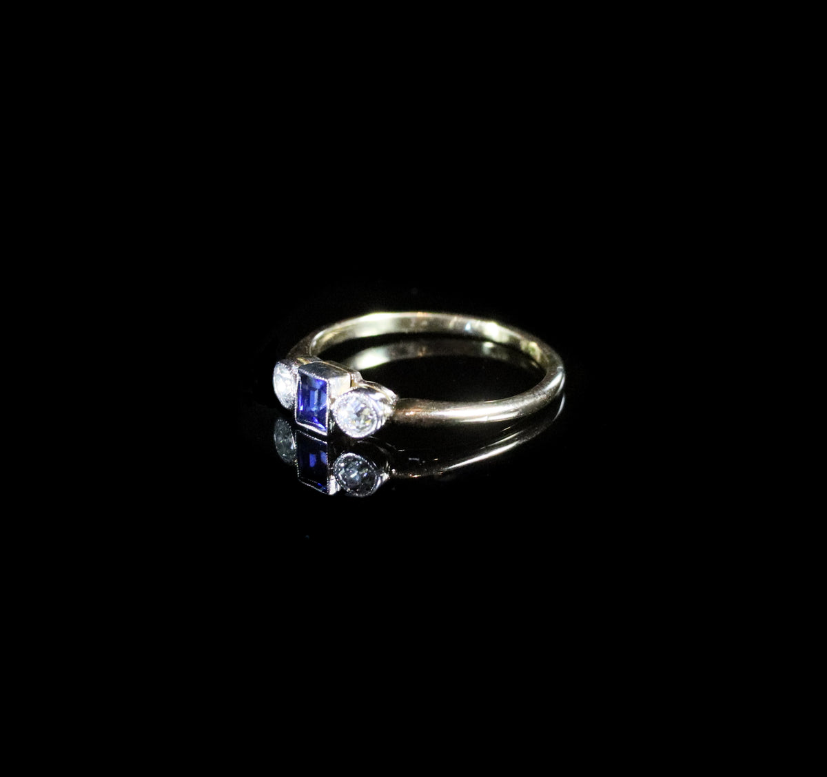 18ct Gold Sapphire and Diamond Three Stone Ring