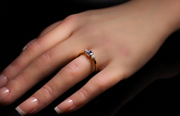 18ct Gold Sapphire and Diamond Three Stone Ring